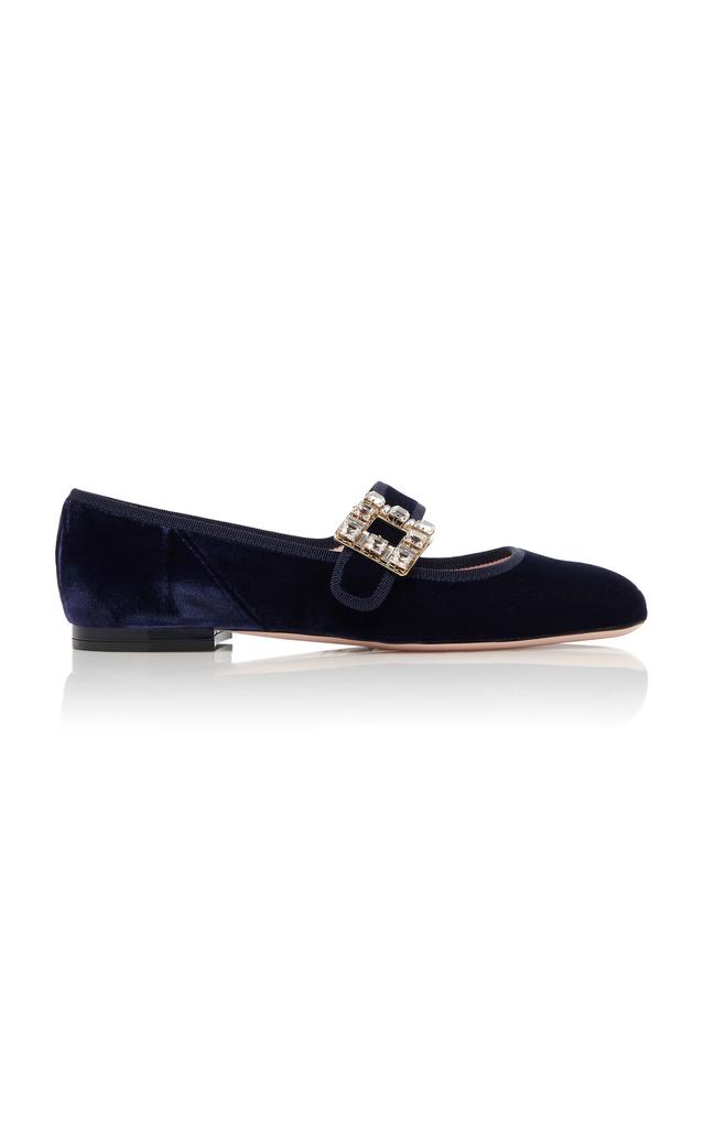 Roger Vivier - Tres Vivier Velvet Flats - Navy - IT 39 - Moda Operandi商品第1张图片规格展示