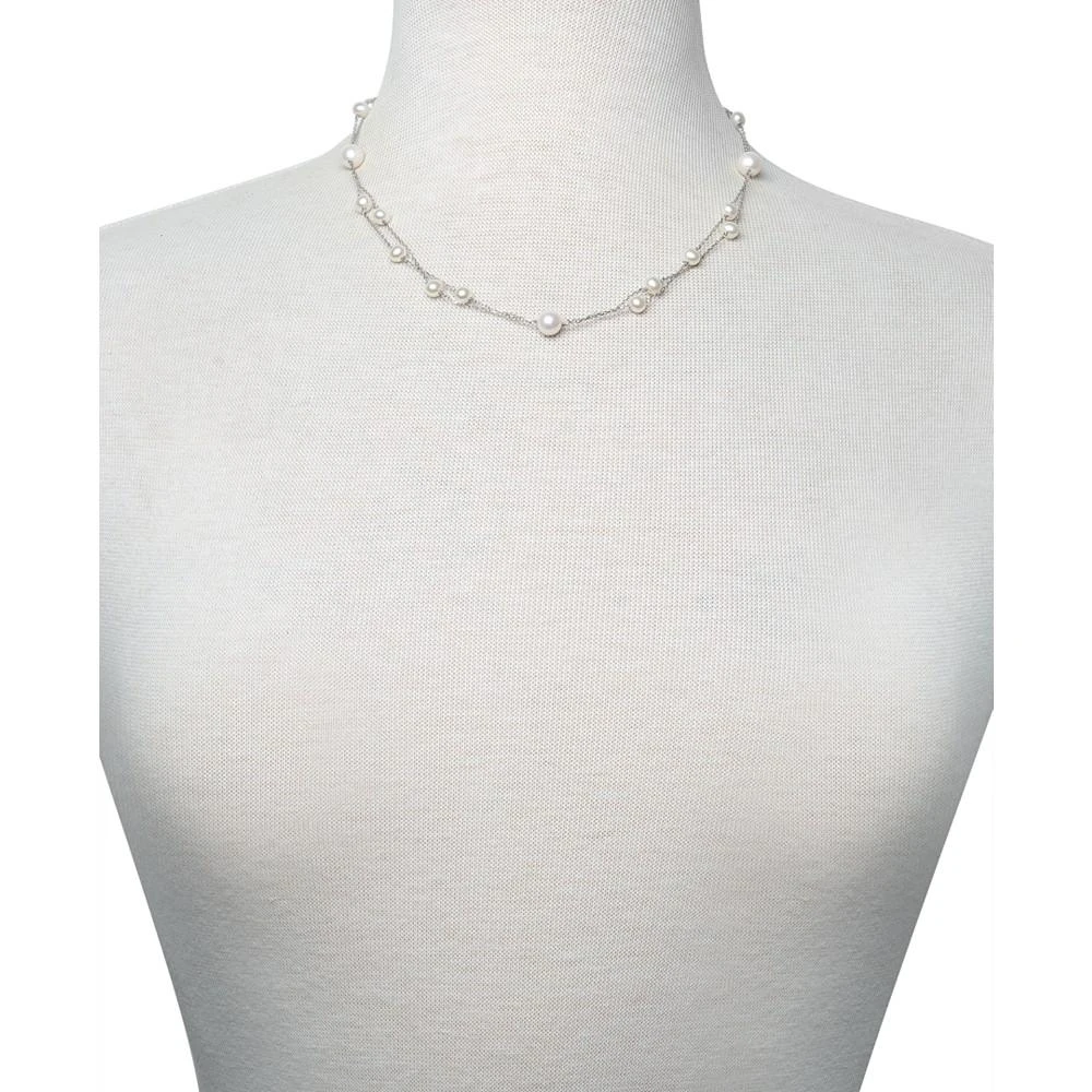 商品Belle de Mer|Cultured Freshwater Pearl (5 - 8-1/2mm) 18" Layered Necklace in Sterling Silver (Also Available in Pink Cultured Freshwater Pearl),价格¥983,第2张图片详细描述