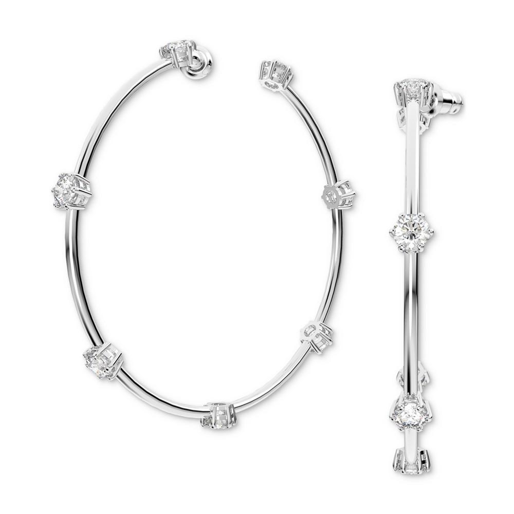 Silver-Tone Constella Crystal Large Hoop Earrings, 2.5"商品第2张图片规格展示