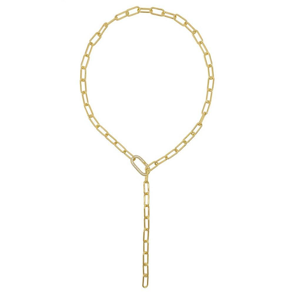 商品ADORNIA|Women's 14K Gold-Tone Plated Y-Shaped Lariat Crystal Lock Necklace,价格¥283,第1张图片