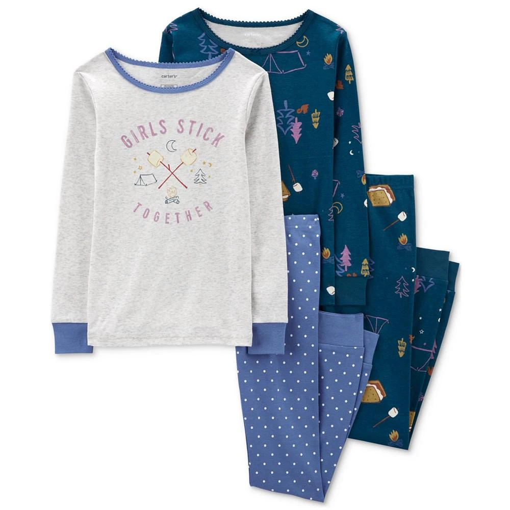 商品Carter's|Baby Girls 4-Pc. S'mores Snug-Fit Cotton Pajamas Set,价格¥124,第1张图片
