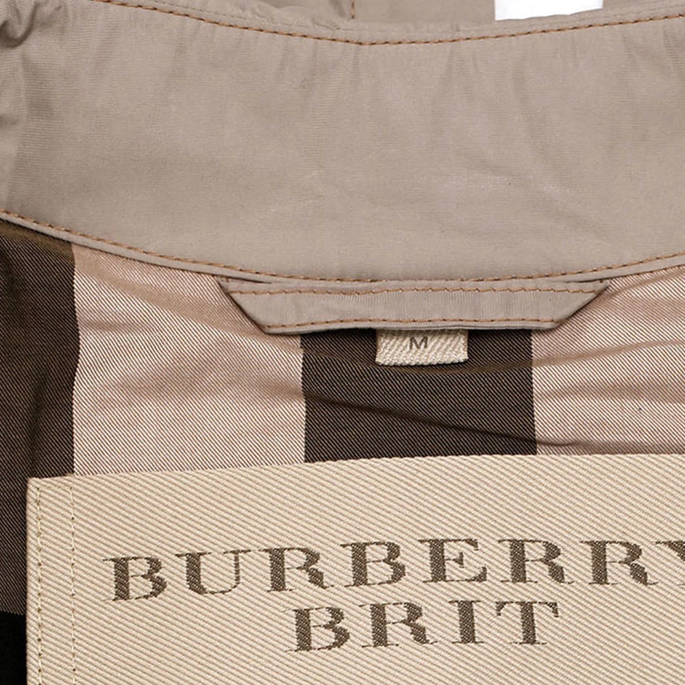 商品Burberry|Burberry 博柏利 BRIT系列米色聚酯纤维混纺双排扣系带男士风衣 3873051,价格¥3474,第1张图片