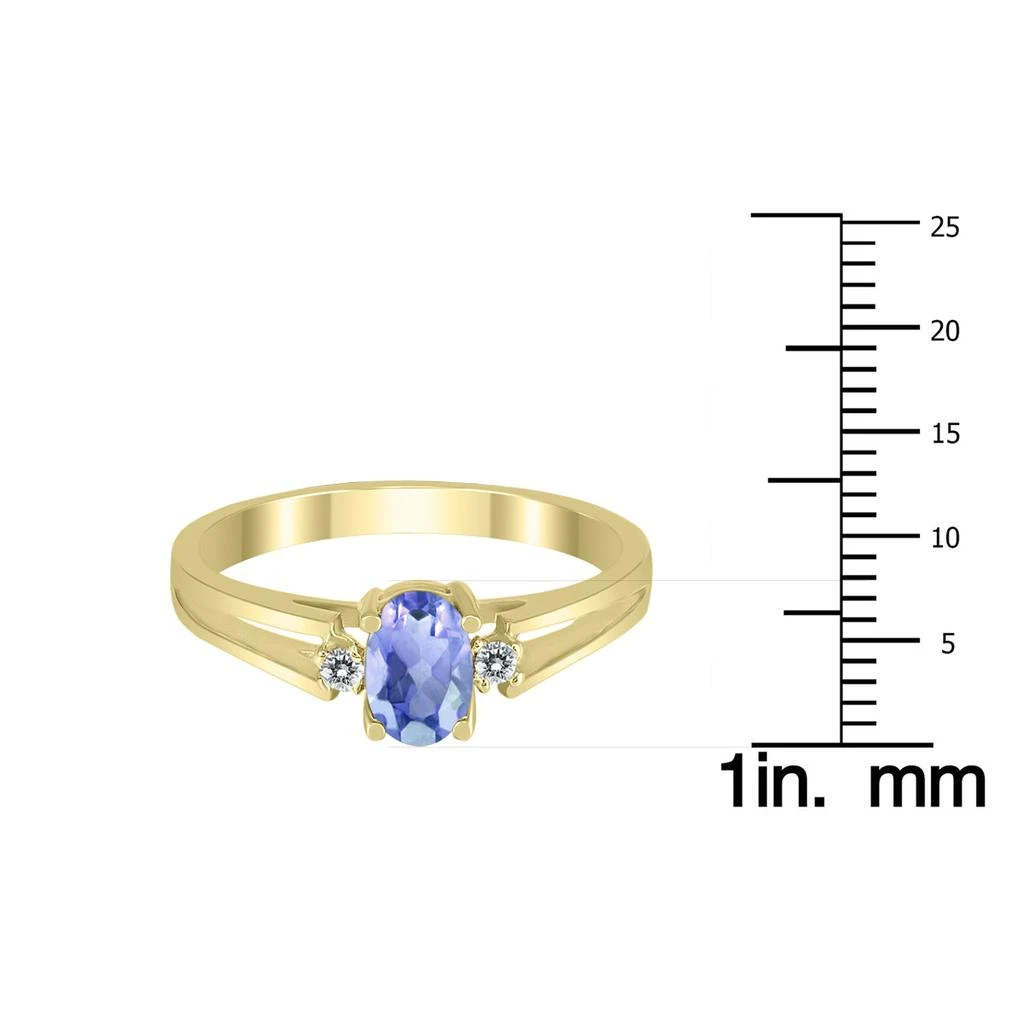 商品SSELECTS|6X4Mm Tanzanite And Diamond Open Three Stone Ring In 10K Yellow Gold,价格¥2324,第4张图片详细描述