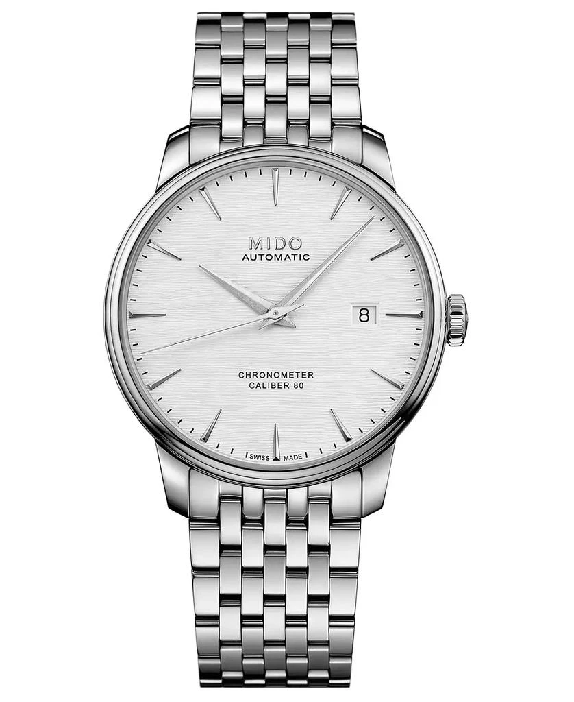 商品MIDO|Men's Swiss Automatic Baroncelli Stainless Steel Bracelet Watch 40mm,价格¥9494,第1张图片