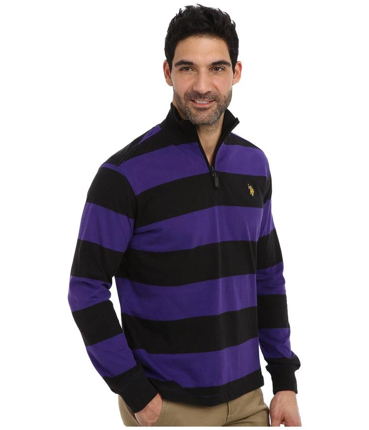 商品U.S. POLO ASSN.|Striped Rib Mock Neck 1/4 Zip Pullover,价格¥261,第4张图片详细描述