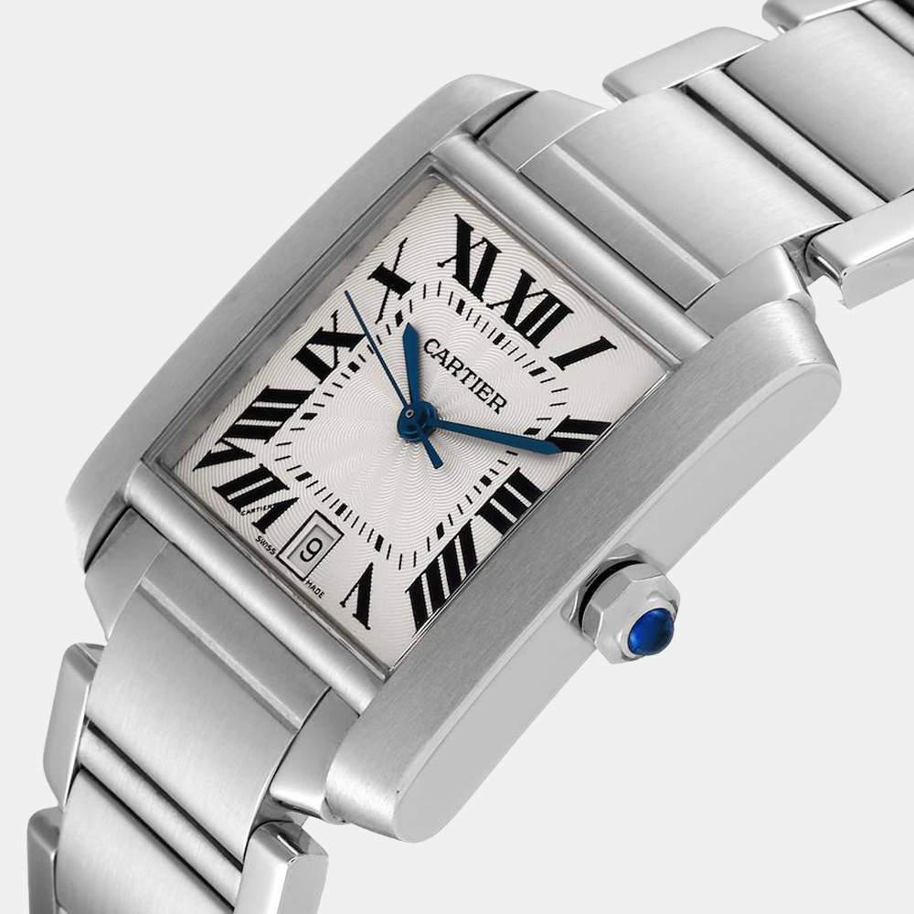 Cartier Silver Stainless Steel Tank Francaise W51002Q3 Automatic Men's Wristwatch 28 mm商品第2张图片规格展示