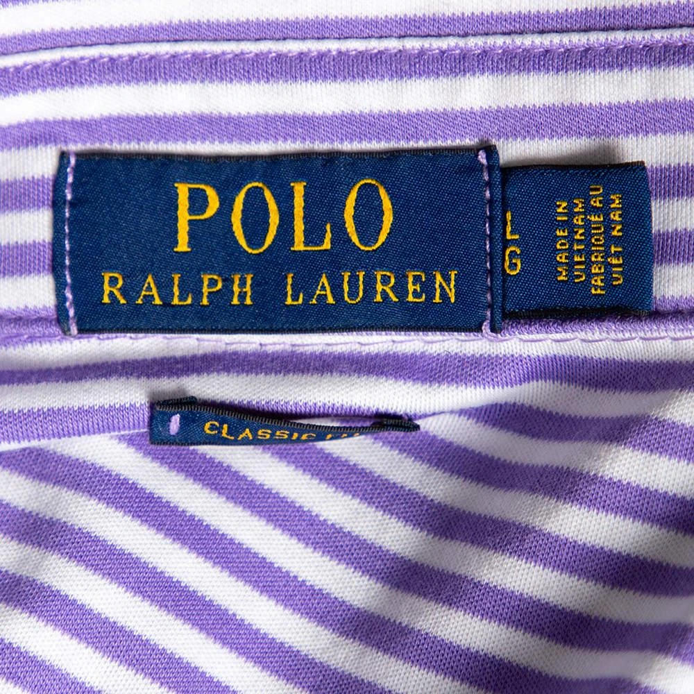 Polo Ralph Lauren Purple Striped Cotton Classic Fit Polo T-Shirt L 商品