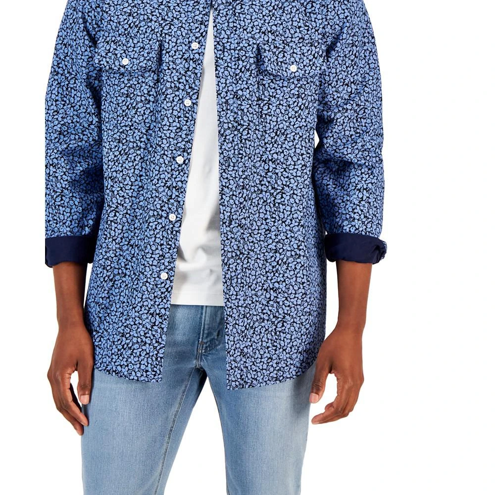 商品Club Room|Men's Simple Floral Print Double Faced Woven Long-Sleeve Shirt, Created for Macy's,价格¥114,第3张图片详细描述