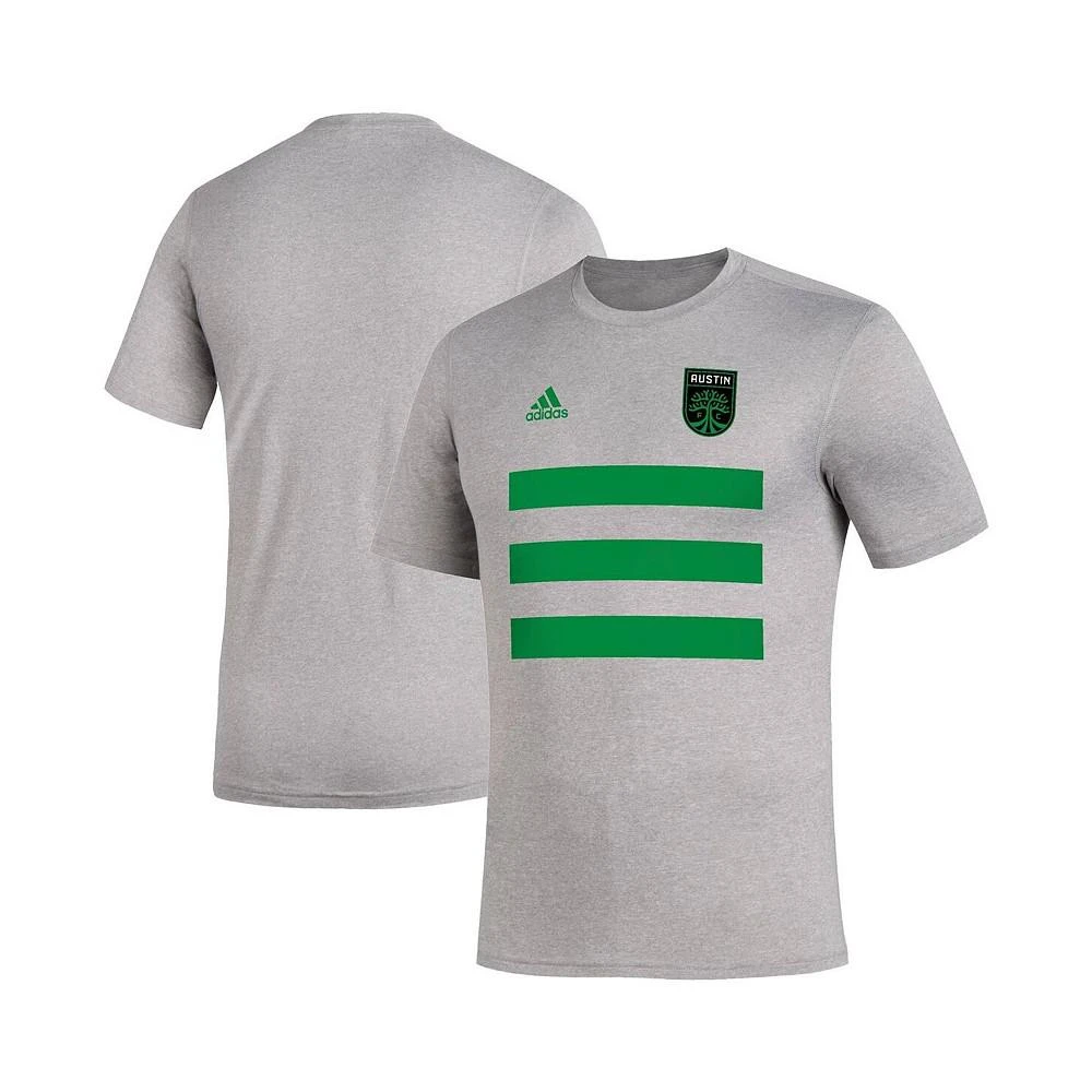 商品Adidas|Men's Heathered Gray Austin FC Three Stripe Life Pitch AEROREADY T-shirt,价格¥256,第1张图片