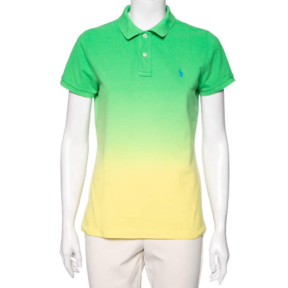 Ralph Lauren Green Ombre Cotton Pique Skinny Fit Polo T-Shirt L商品第1张图片规格展示