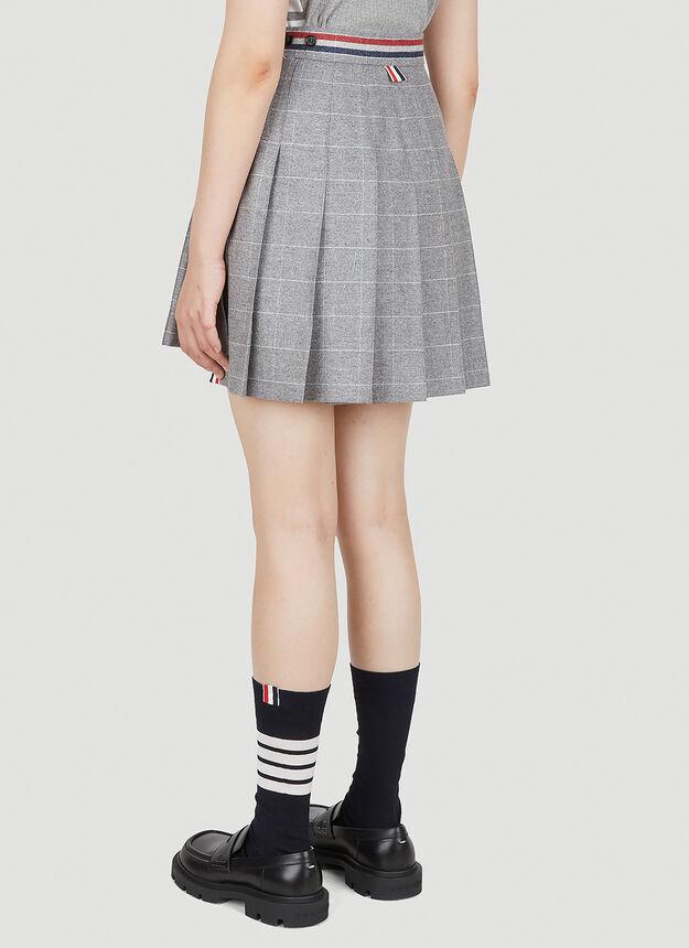 Pleated Checked Skirt in Grey商品第4张图片规格展示