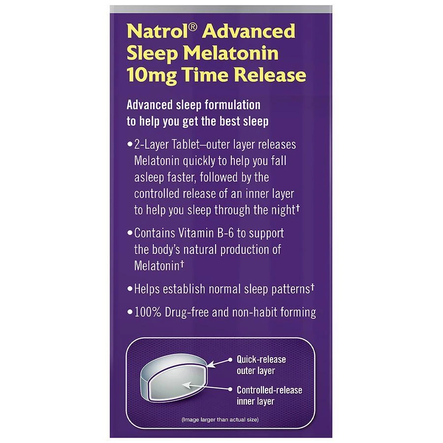 商品Natrol|Advanced Sleep Melatonin 10 mg Time-Release Tablets,价格¥83,第2张图片详细描述