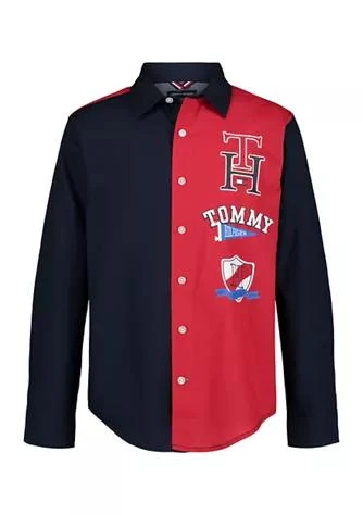 商品Tommy Hilfiger|Hilfiger Boys 8 20 Long Sleeve Color Block Woven Shirt With Patches,价格¥160,第1张图片