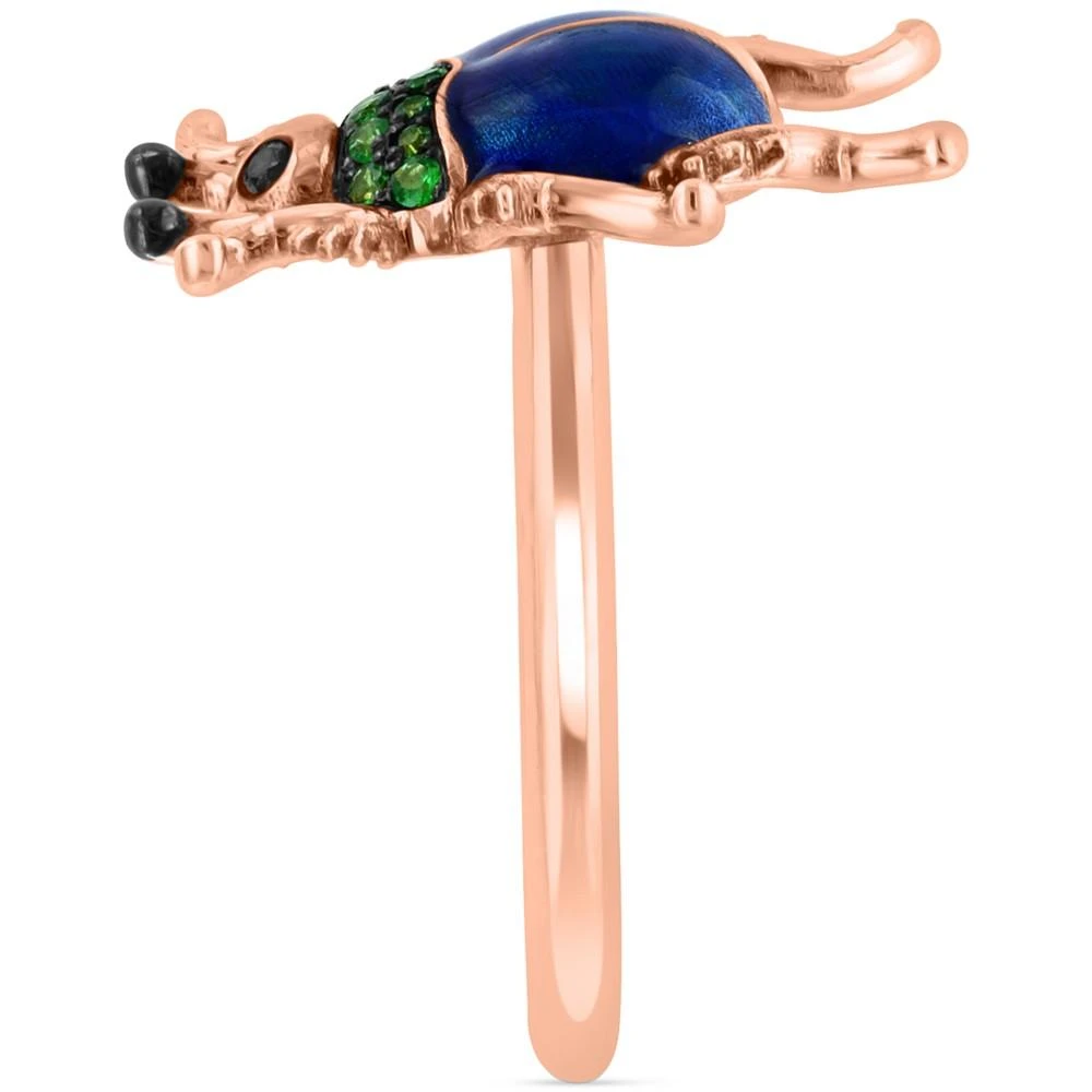 商品Effy|EFFY® Tsavorite (1/6 ct. t.w.) & Black Diamond Accent Beetle Ring in Blue Enamel & 14k Rose Gold,价格¥13586,第5张图片详细描述
