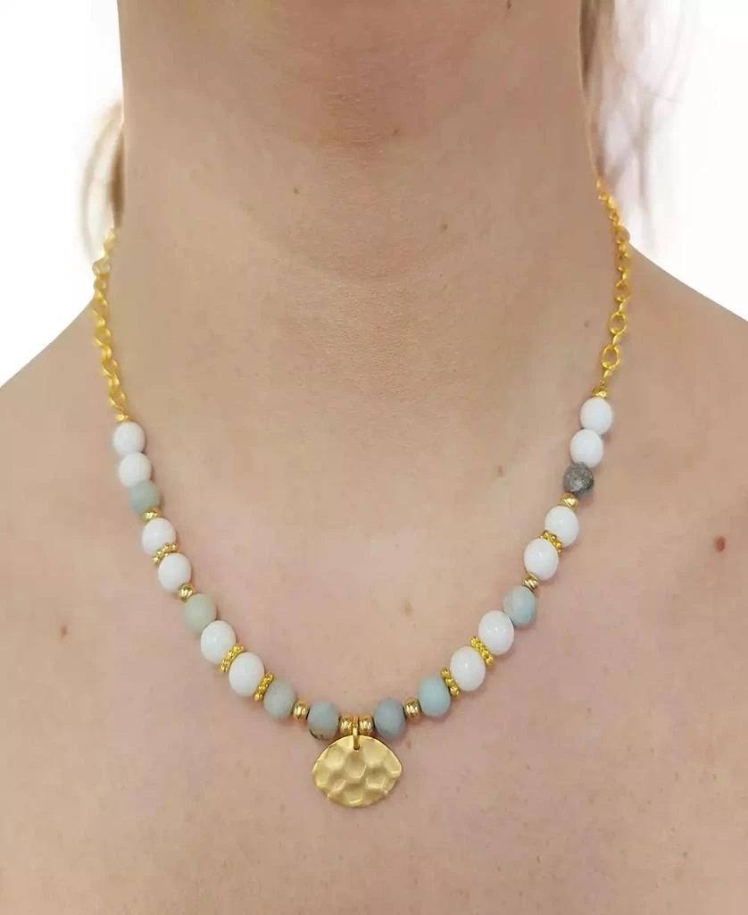 商品MINU Jewels|Gold-Tone Amazonite & White Jade Statement Necklace, 16" + 2" extender,价格¥774,第2张图片详细描述