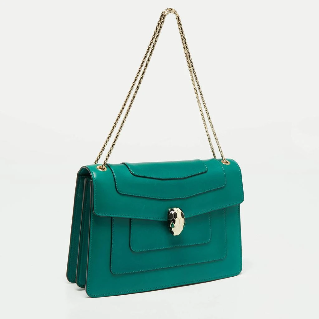 商品[二手商品] BVLGARI|Bvlgari Green Leather Medium Serpenti Forever Flap Shoulder Bag,价格¥9809,第3张图片详细描述