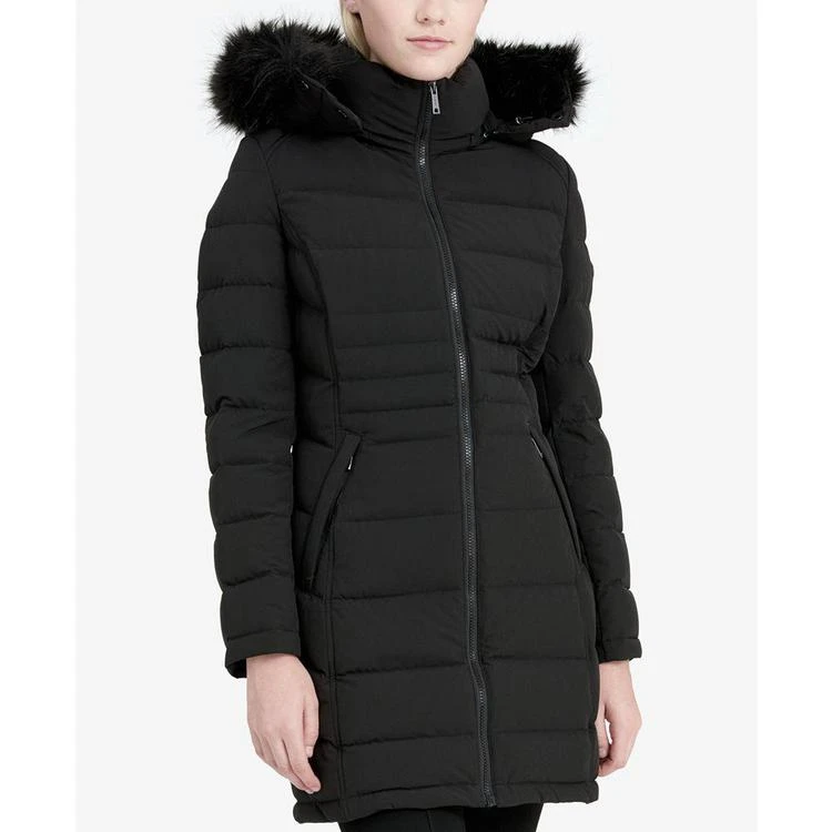 商品Calvin Klein|Faux-Fur-Trim Stretch Down Coat,价格¥1047,第4张图片详细描述