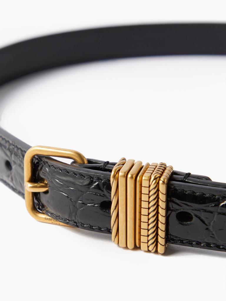 商品Yves Saint Laurent|Engraved crocodile-effect leather belt,价格¥3772,第5张图片详细描述