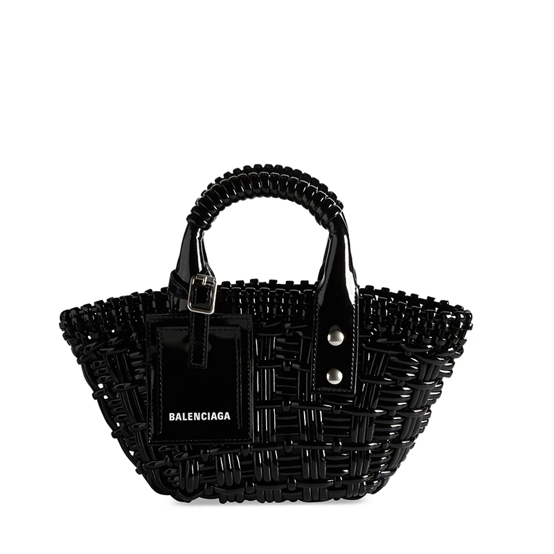 商品Balenciaga|Balenciaga/巴黎世家 BISTRO系列 女士XXS号黑色漆皮人造皮革单肩斜挎手提篮6780282IE2Y1000,价格¥8157,第1张图片