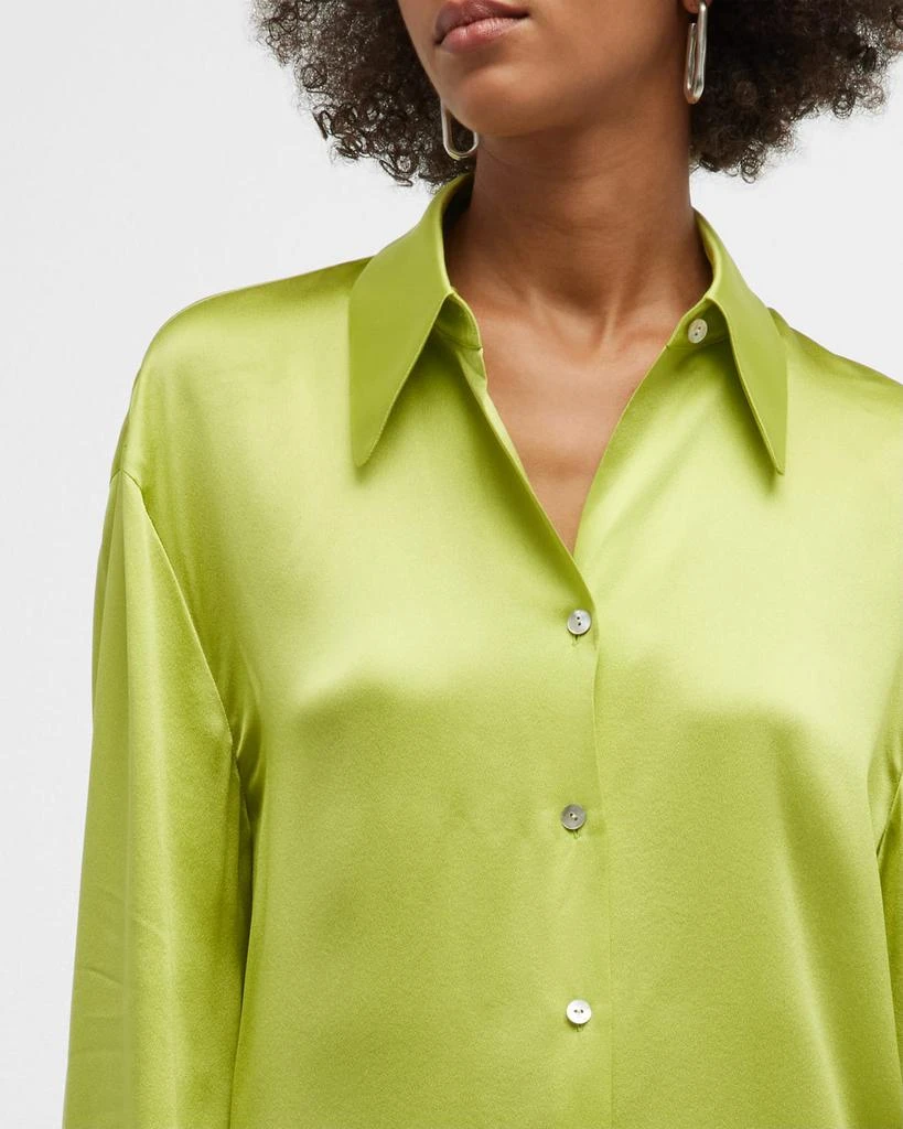 Ruched-Back Collared Silk Blouse 商品