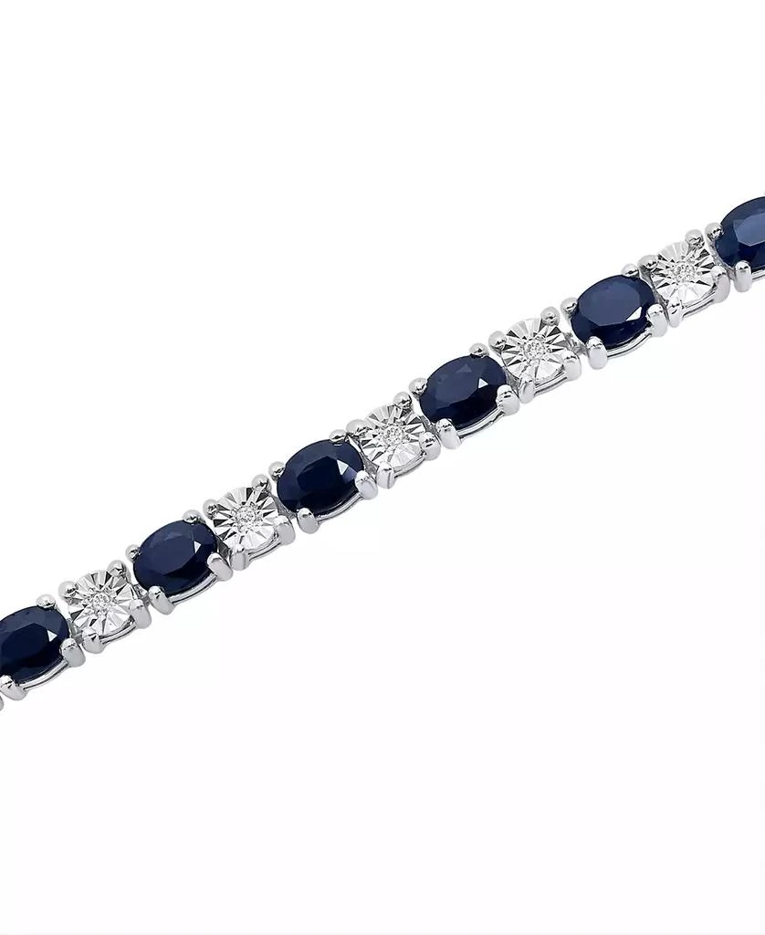 商品Macy's|Sapphire (3-3/8 ct. t.w.) & Diamond (1/10 ct. t.w.) Link Bracelet in Sterling Silver,价格¥1514,第4张图片详细描述