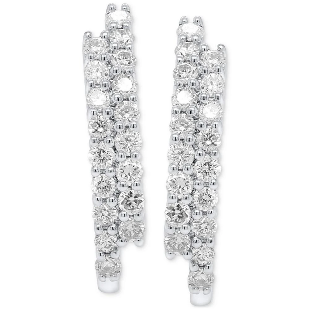 商品Forever Grown Diamonds|Lab-Created Diamond Asymmetric Two Row Hoop Earrings (1/2 ct. t.w.) in Sterling Silver,价格¥2374,第3张图片详细描述
