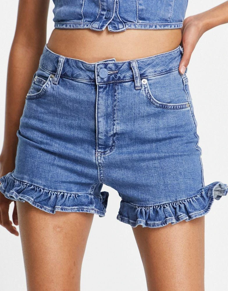 商品Topshop|Topshop self button co-ord denim short in mid blue,价格¥191,第2张图片详细描述