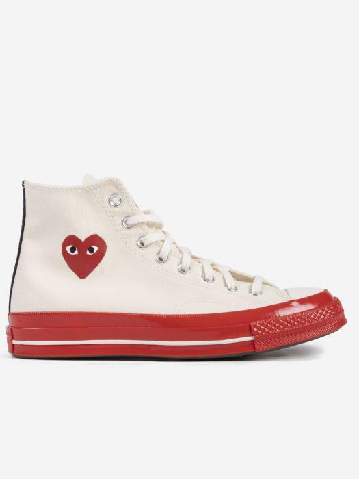 商品Comme des Garcons|Converse Chuck 70 - white high-top sneakers - red sole,价格¥1201,第1张图片
