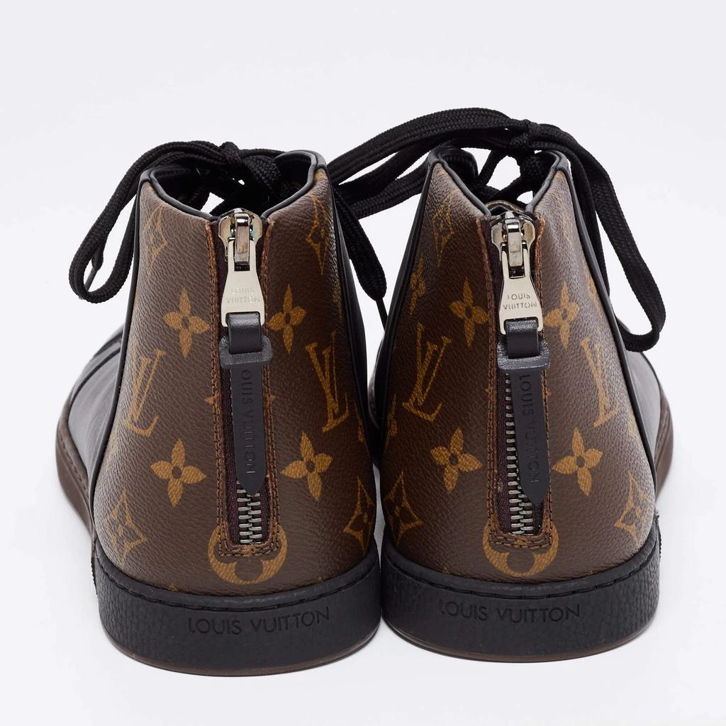 商品[二手商品] Louis Vuitton|Louis Vuitton Black/Brown Leather and Monogram Canvas Line Up High-Top Sneakers Size 39.5,价格¥2954,第5张图片详细描述
