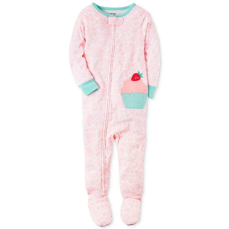 商品Carter's|女婴1-Pc. Floral-Print Cupcake Footed Pajamas, Baby Girls (0-24 months),价格¥58,第2张图片详细描述