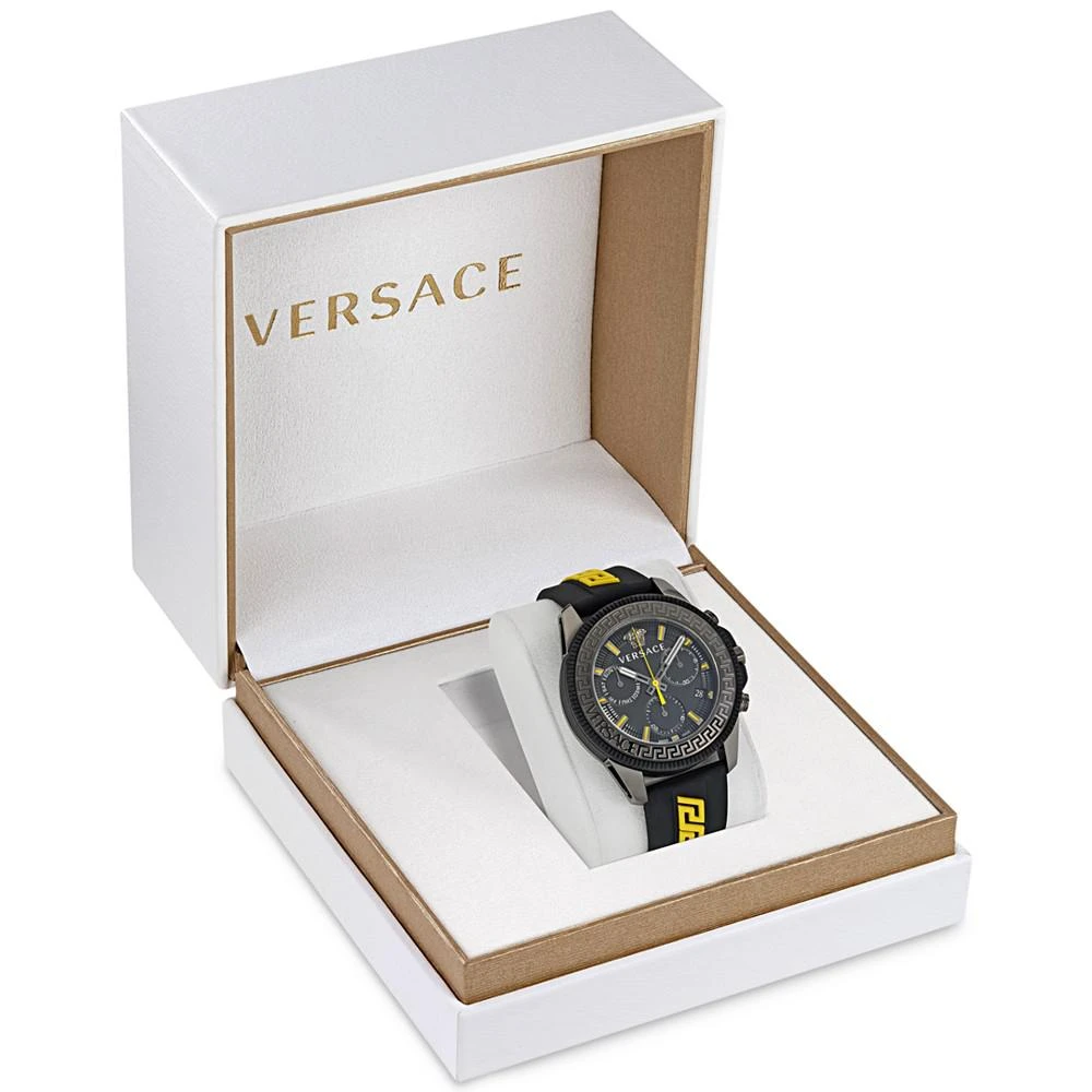 商品Versace|Men's Swiss Chronograph Greca Action Yellow & Black Silicone Strap Watch 45mm,价格¥7823,第4张图片详细描述