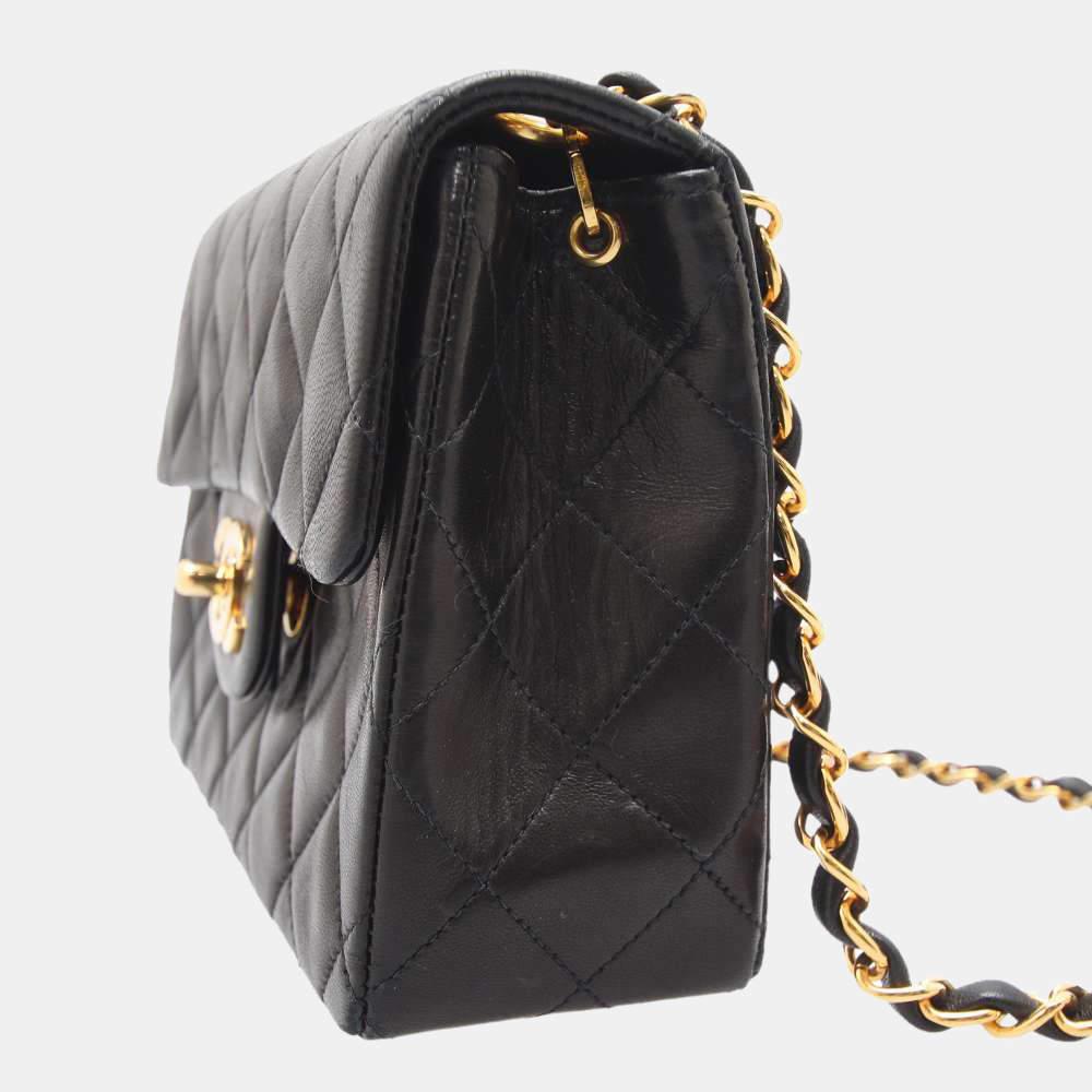 Chanel Black Lambskin Leather Square Mini Flap Bag商品第2张图片规格展示