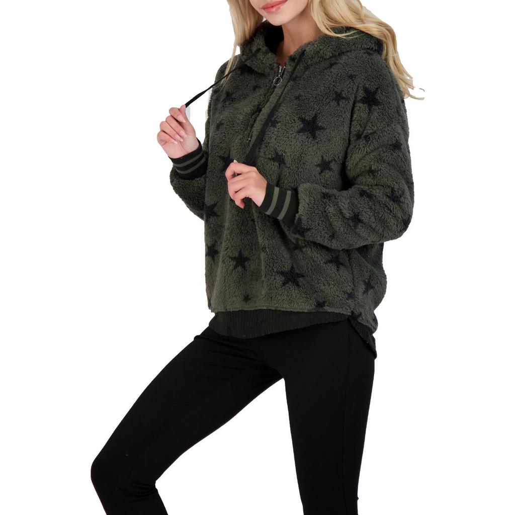 PJ Salvage Women's Plush Printed Faux Fur 1/4 Zip Pullover Hoodie商品第5张图片规格展示