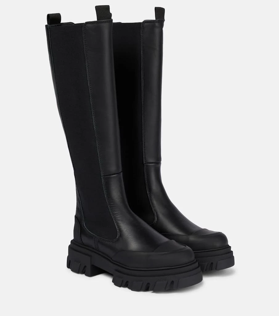 商品Ganni|Leather knee-high boots,价格¥3083,第1张图片