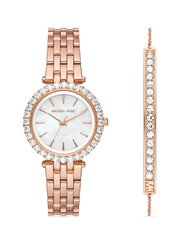 商品Michael Kors|Darci Rose-Goldtone Stainless Steel & Crystal Watch & Bracelet Set,价格¥2438,第1张图片