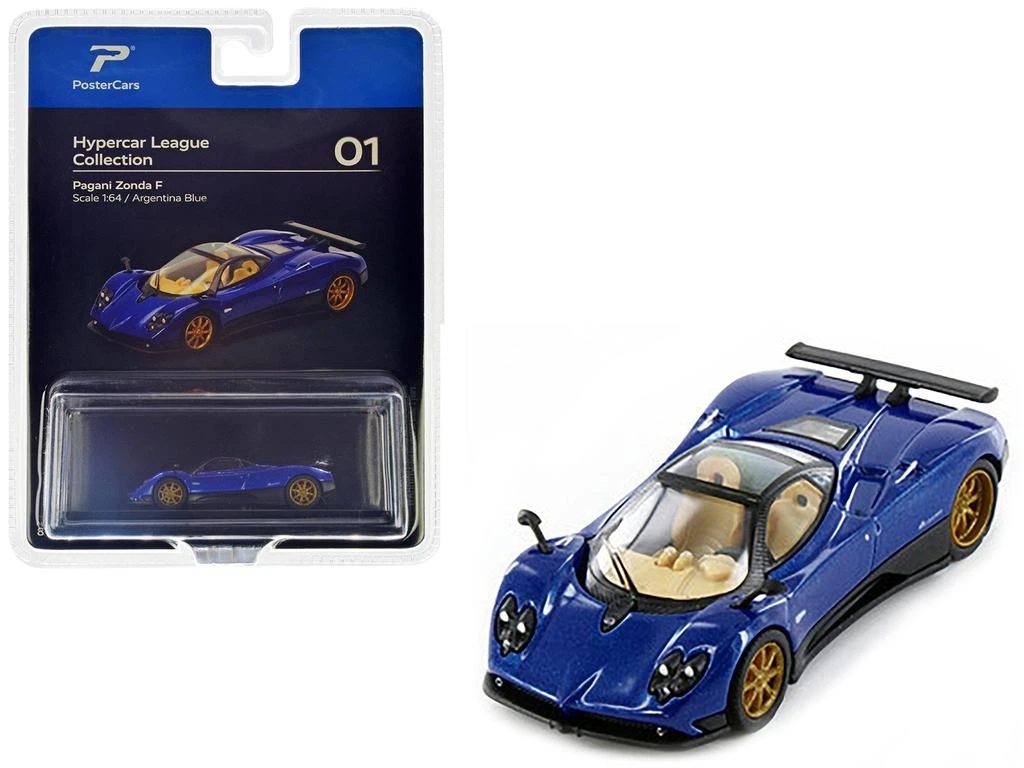 商品PosterCars|Pagani Zonda F Argentina Blue Metallic "Hypercar League Collection" 1/64 Diecast Model Car by,价格¥159,第2张图片详细描述