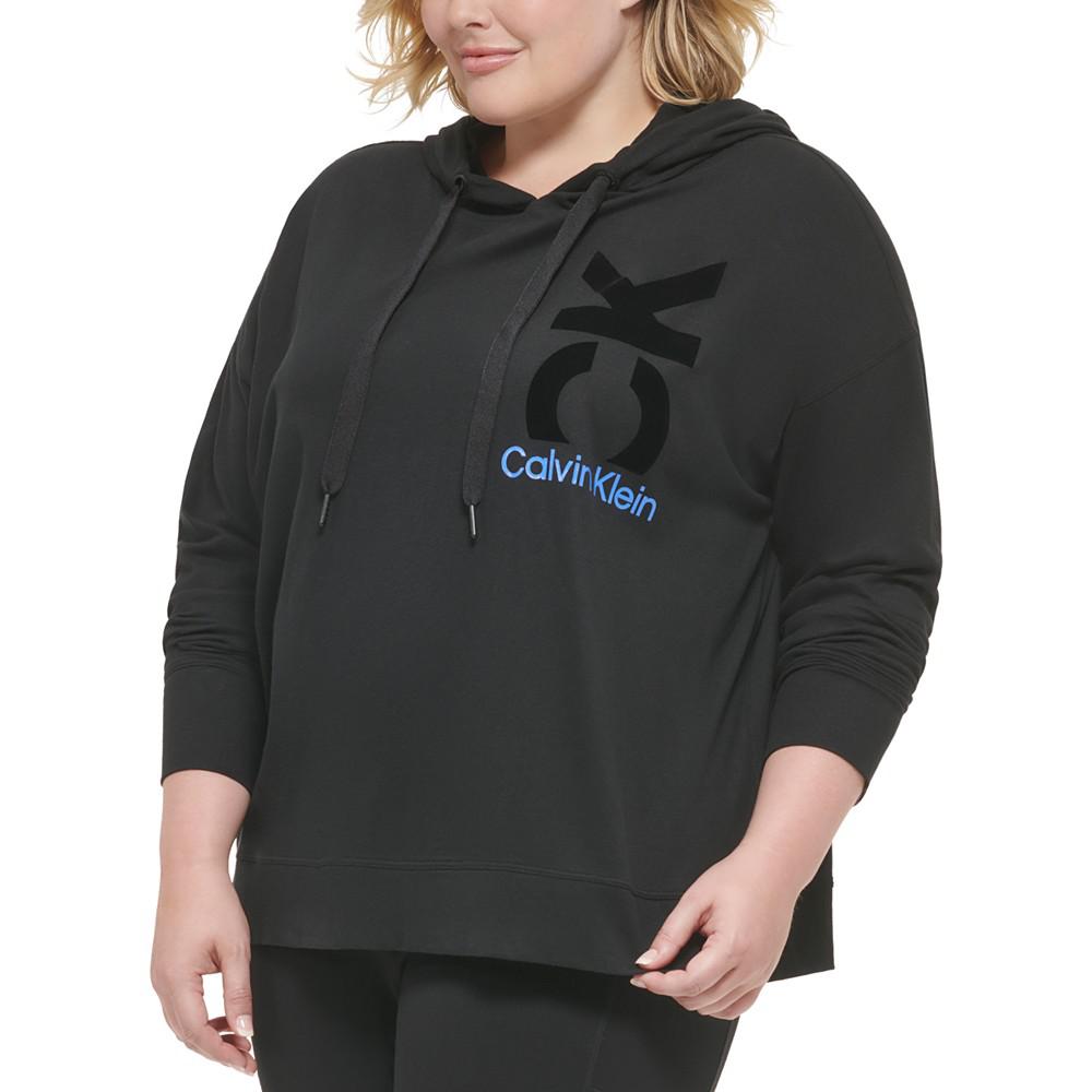 Plus Size Logo Cotton Hooded Sweatshirt商品第3张图片规格展示