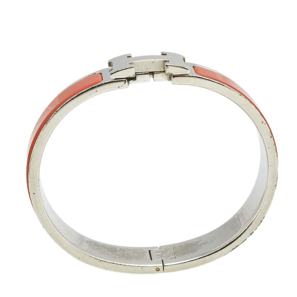 商品[二手商品] Hermes|Hermès Clic H Palladium Plated Orange Enamel Narrow Bracelet,价格¥3121,第5张图片详细描述