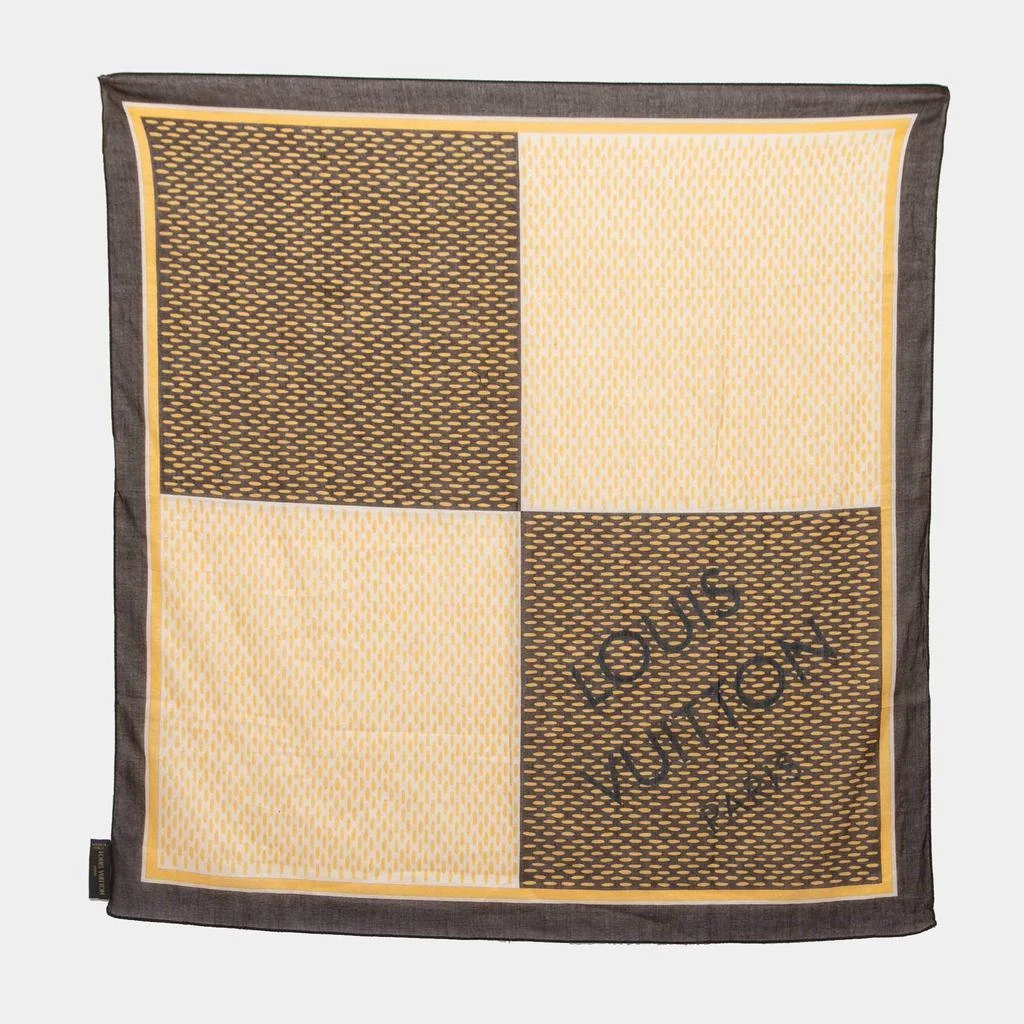 商品[二手商品] Louis Vuitton|Louis Vuitton Yellow/Brown Damier Azur Print Cotton Bandana Scarf,价格¥1387,第1张图片