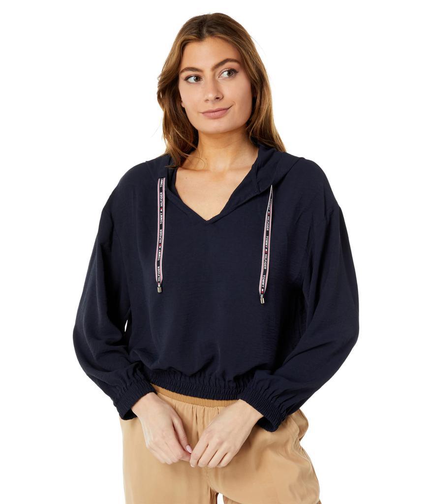 商品Tommy Hilfiger|Crop Woven Hooded Pullover Blouse,价格¥332,第1张图片