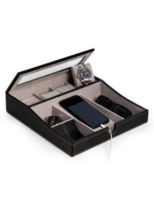 商品Bey-Berk|Leather Multi-Compartment Storage Valet,价格¥884,第1张图片