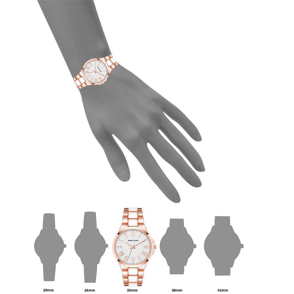 商品Anne Klein|Women's Link Bracelet Watch in Rose Gold-Tone with White Enamel, 36mm,价格¥312,第6张图片详细描述