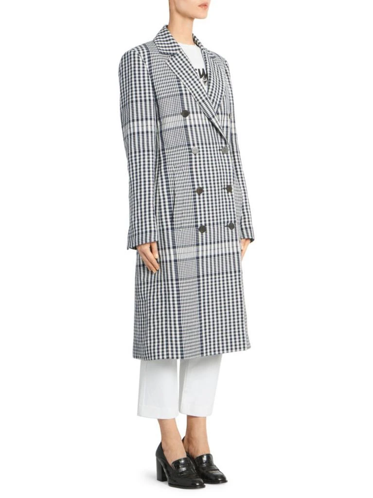 商品Loewe|Double-Breasted Linen Check Coat,价格¥5937,第3张图片详细描述