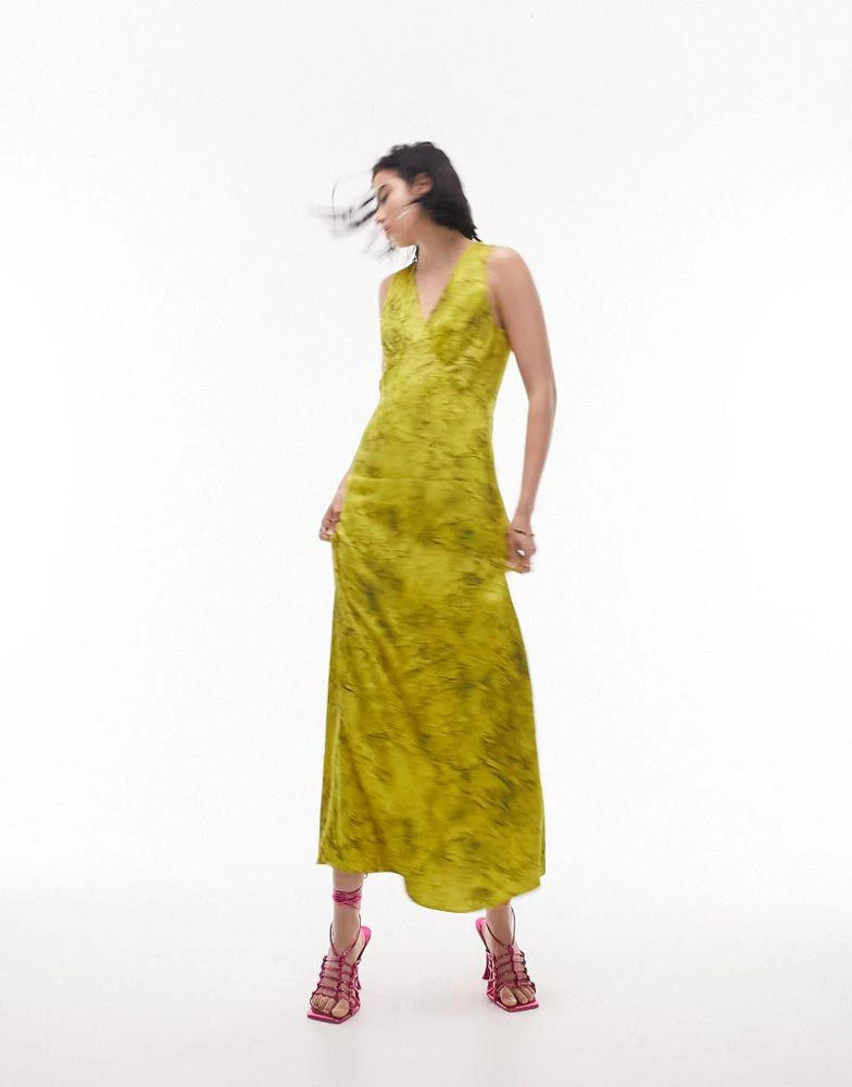 商品Topshop|Topshop marbled yellow built up slip dress,价格¥110,第1张图片