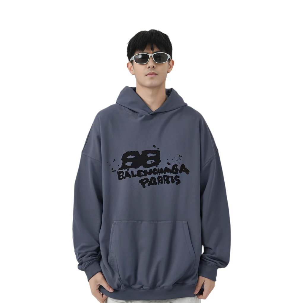商品[国内直发] Balenciaga|巴黎世家 SS23 Logo图案印花长袖卫衣 男款 蓝色,价格¥5283,第10张图片详细描述