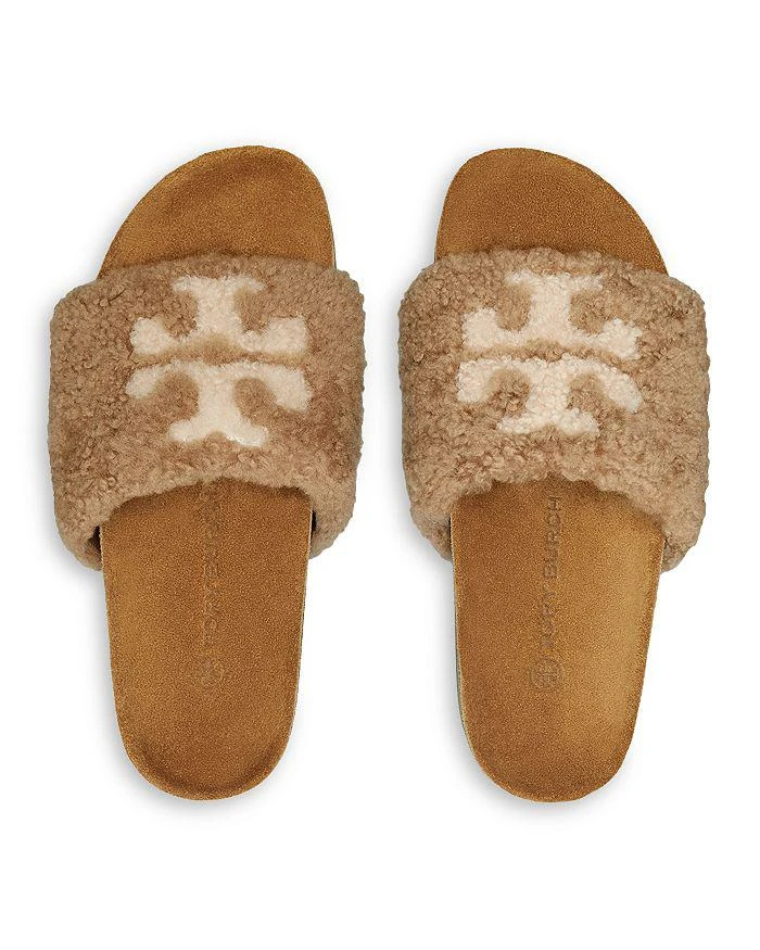 商品Tory Burch|Women's Double T Shearling Flatform Slide Sandals,价格¥669,第4张图片详细描述