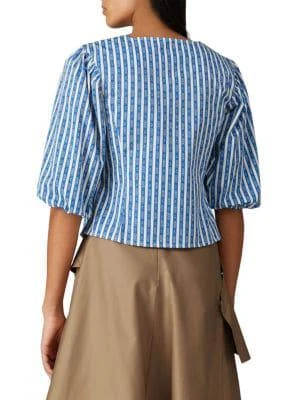 商品[二手商品] Tory Burch|Gemini Striped Puff-Sleeve Cropped Shirt,价格¥318,第2张图片详细描述