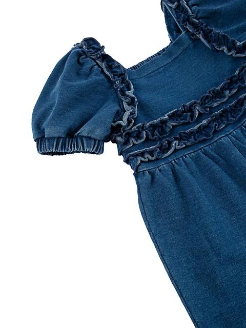Baby Girl's Smocked Denim Jumpsuit商品第3张图片规格展示