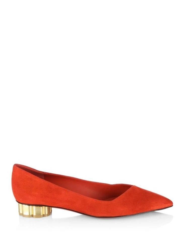 商品Salvatore Ferragamo|Bari Flower Heel Suede Flats,价格¥1784,第5张图片详细描述