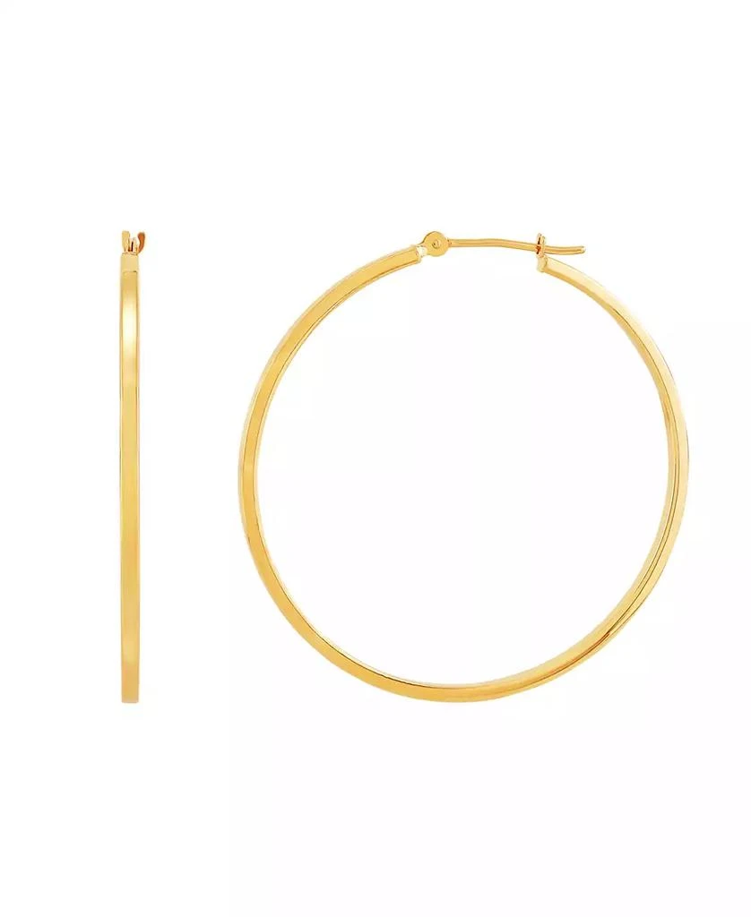 商品Macy's|Medium Flat-Edge Hoop Earrings in 10k Gold (Also in 10k Rose Gold and 10k White Gold), 1-1/2",价格¥1123,第1张图片